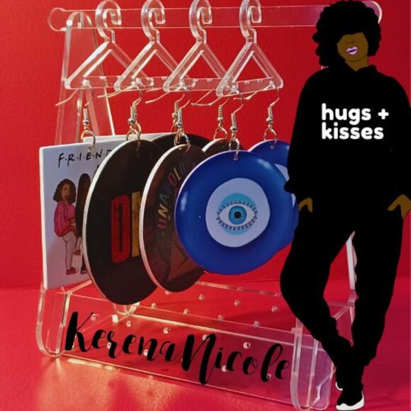 Crown Queen Brown Sugar Black Gold Large Statement Dangle Wood Earrings - Picture 2 of 5